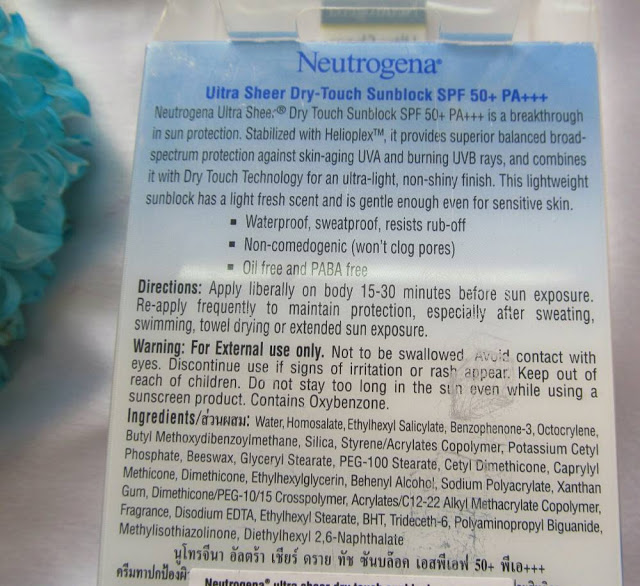 Neutrogena Sunscreen Review, Neutrogena Ultra Sheer Dry Touch Sunblock SPF  50 + Review