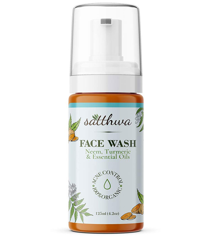 Satthwa Neem and Turmeric Foaming Face Wash Best Sulfate Free, Paraben Free, and Fragrance Free Face Wash