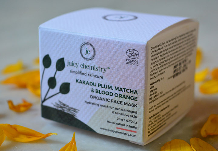 Juicy Chemistry Kakadu Plum, Matcha & Blood Orange Face Mask Packaging