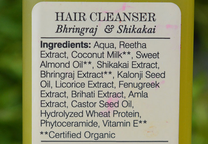 Forest Essentials Bhringraj and Shikakai Hair Cleanser Ingredients