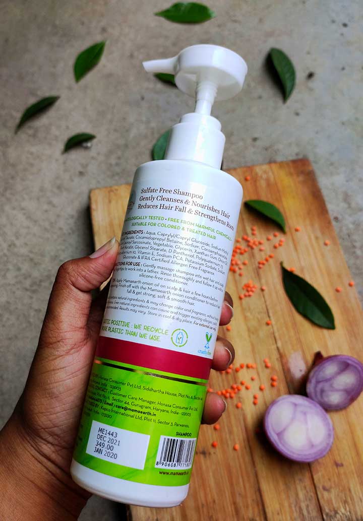 Mamaearth Onion Hair Fall Control Shampoo Review