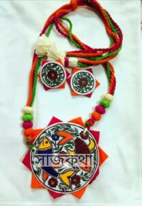 Handmade Neckpiece Set with MAdhubani Drawing by Saajkatha