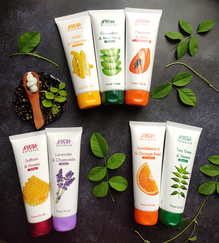 Seven Variants of Nykaa Naturals Face Scrub Review with Ingredient Analysis