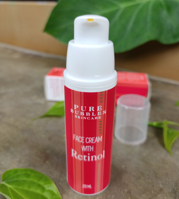 Packaging of Pure Bubbles Retinol Based Face Cream