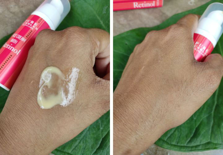 Texture and Application of Pure Bubbles Retinol Based Face Cream