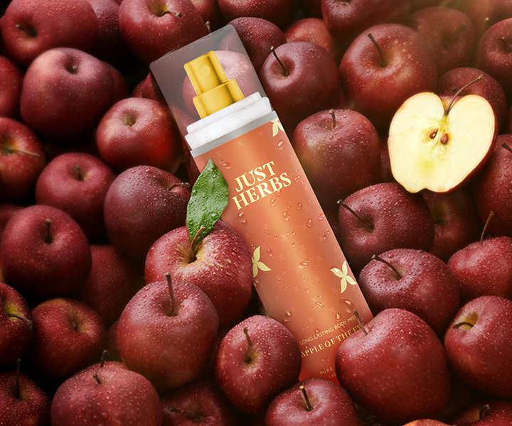 Just Herbs' Long Lasting Body Mists in Four Variants namely Apple of the Eye, Vanilla Spice, Creamy Delight, and Tropical Fruits Punch