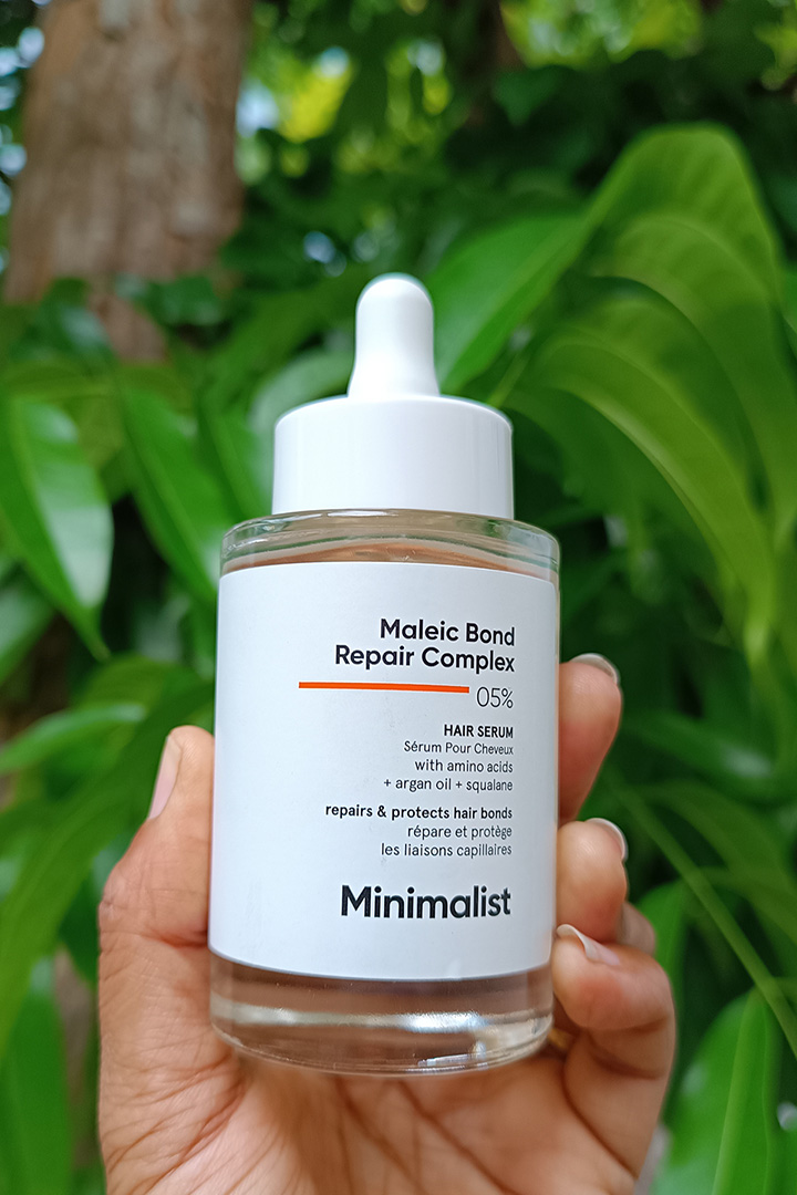 Packaging of Minimalist Hair Serum with 5 Percent Maleic Bond Repair Complex