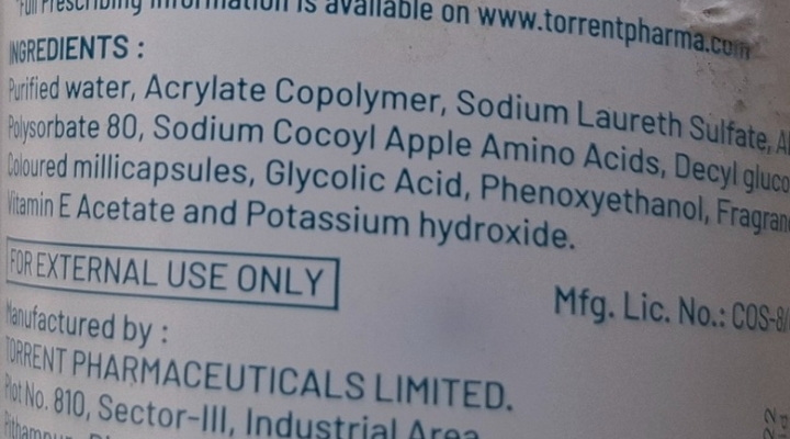 Ingredients of Ahaglow Face Wash