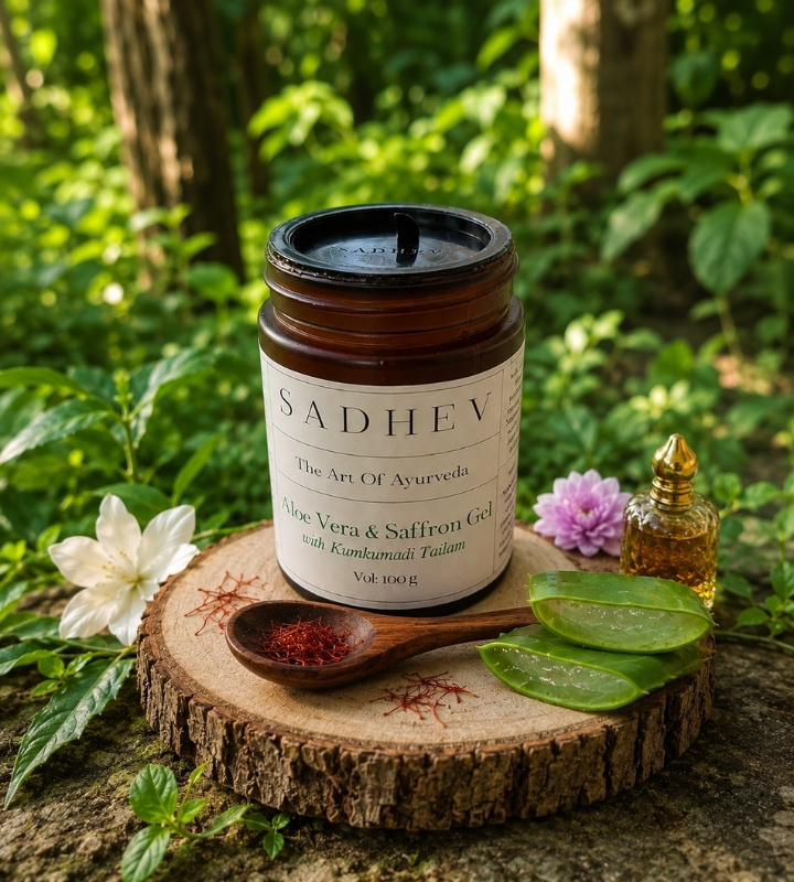 Sadhev Aloe Vera and Saffron Gel with Kumkumadi Tailam Packaging