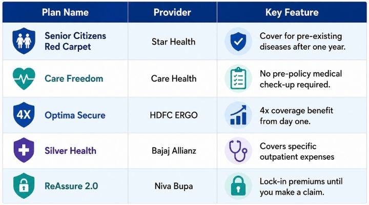 List of Health Insurance for Senior Citizens in India